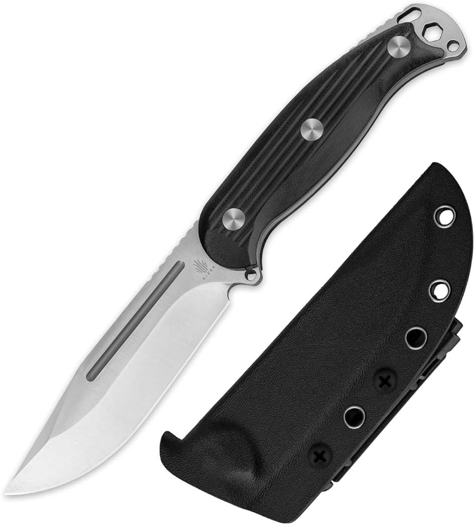 Kizer Ursa Major Fixed Blade Knife, 4.43" AEB-L Blade Hunting Survival Knife with Ergonomic Black G10 Handle, Full Tang EDC Camping Knives with Sheath & Hexagon Hole for Outdoor Activities, 1082A1 - Image 1