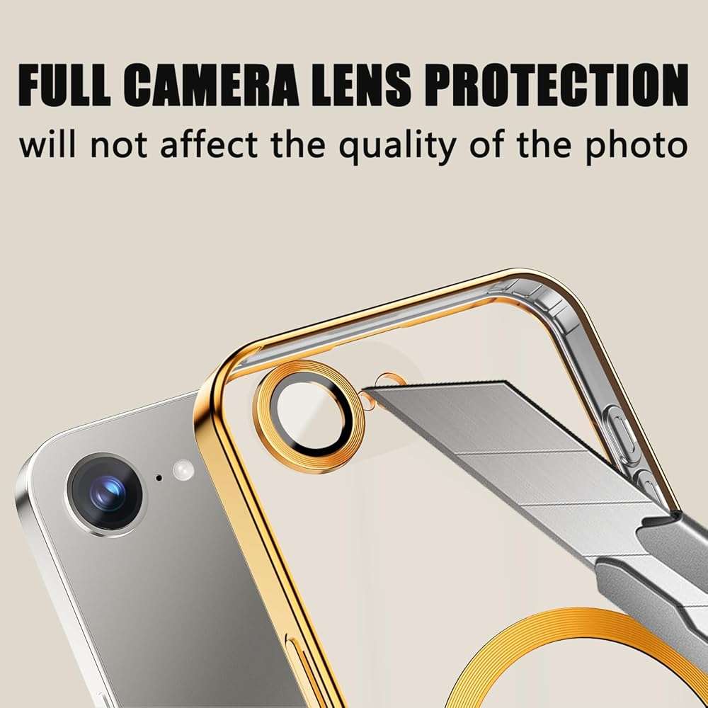 Misscase for iPhone 17e & iPhone 16e Magnetic Glitter Case Compatible with MagSafe,Camera Lens Protector Full Protection Elegant Anti-Scratch Dust-Proof Net Cover for iPhone 17e & iPhone 16e Gold - Image 4