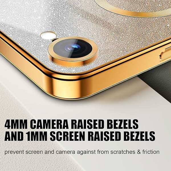 Misscase for iPhone 17e & iPhone 16e Magnetic Glitter Case Compatible with MagSafe,Camera Lens Protector Full Protection Elegant Anti-Scratch Dust-Proof Net Cover for iPhone 17e & iPhone 16e Gold - Image 5