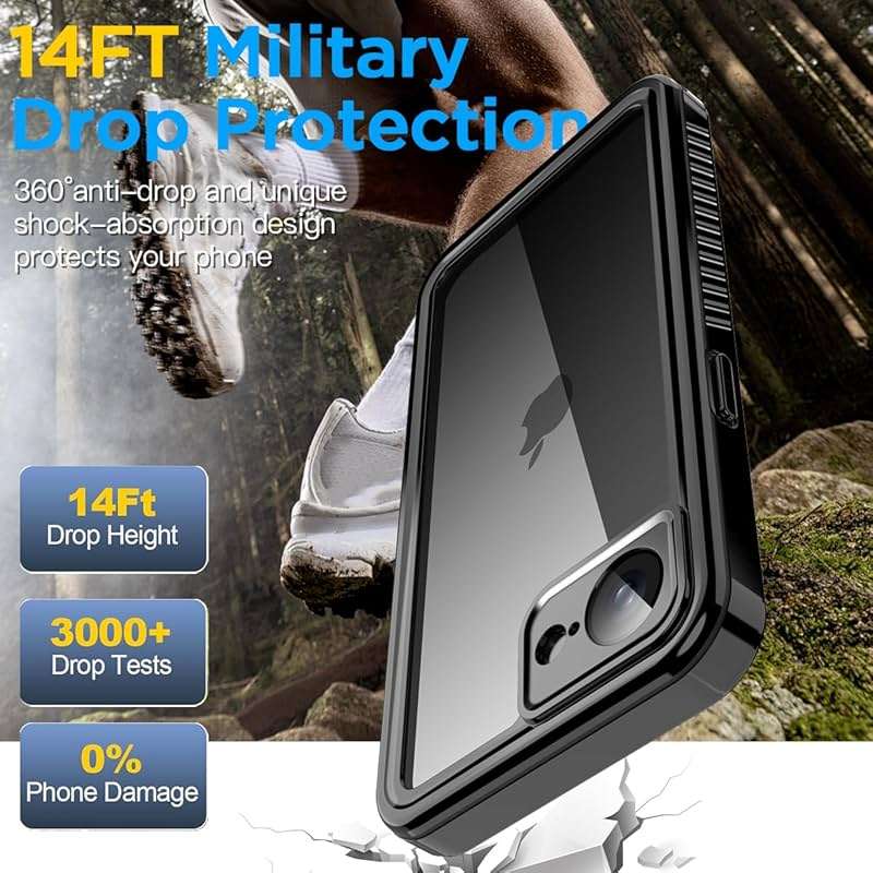 AICase for iPhone 16e Case/iPhone 17e Case Waterproof, Clear Water Proof Shockproof Dustproof Snowproof Full Body Rugged Transparent Underwater Phone Case for iPhone 16e/17e Built-in Screen Protector - Image 3