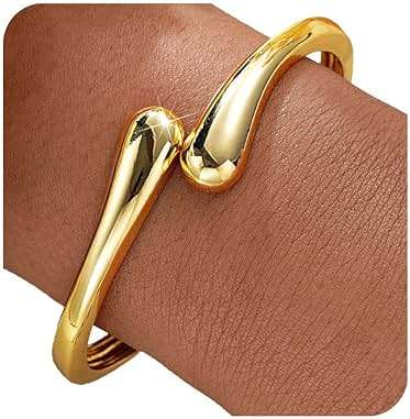 MTINEAPS Gold Bangle Bracelets for Women Teens Trendy Chunky Adjustable Twist Cuff Bracelet Jewelry Gifts - Image 1