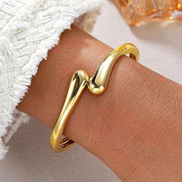MTINEAPS Gold Bangle Bracelets for Women Teens Trendy Chunky Adjustable Twist Cuff Bracelet Jewelry Gifts - Image 2