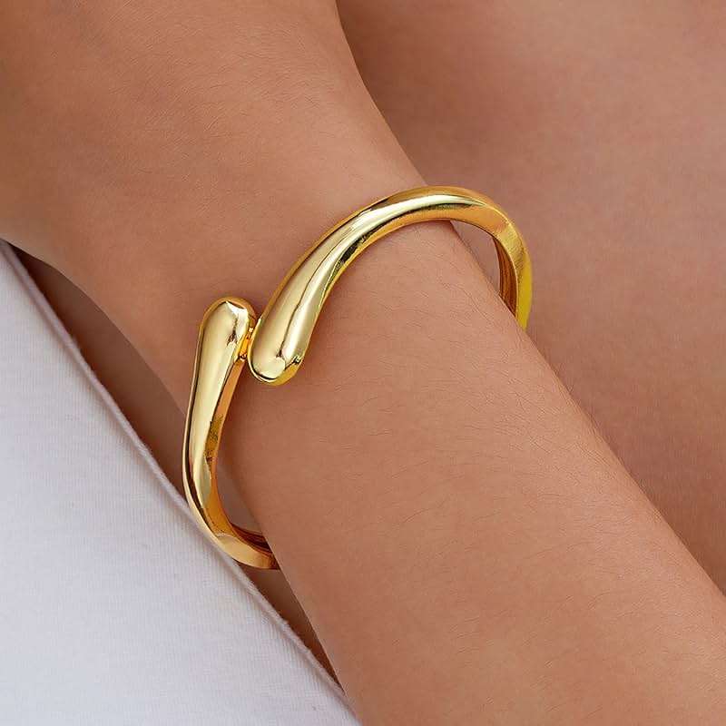 MTINEAPS Gold Bangle Bracelets for Women Teens Trendy Chunky Adjustable Twist Cuff Bracelet Jewelry Gifts - Image 3
