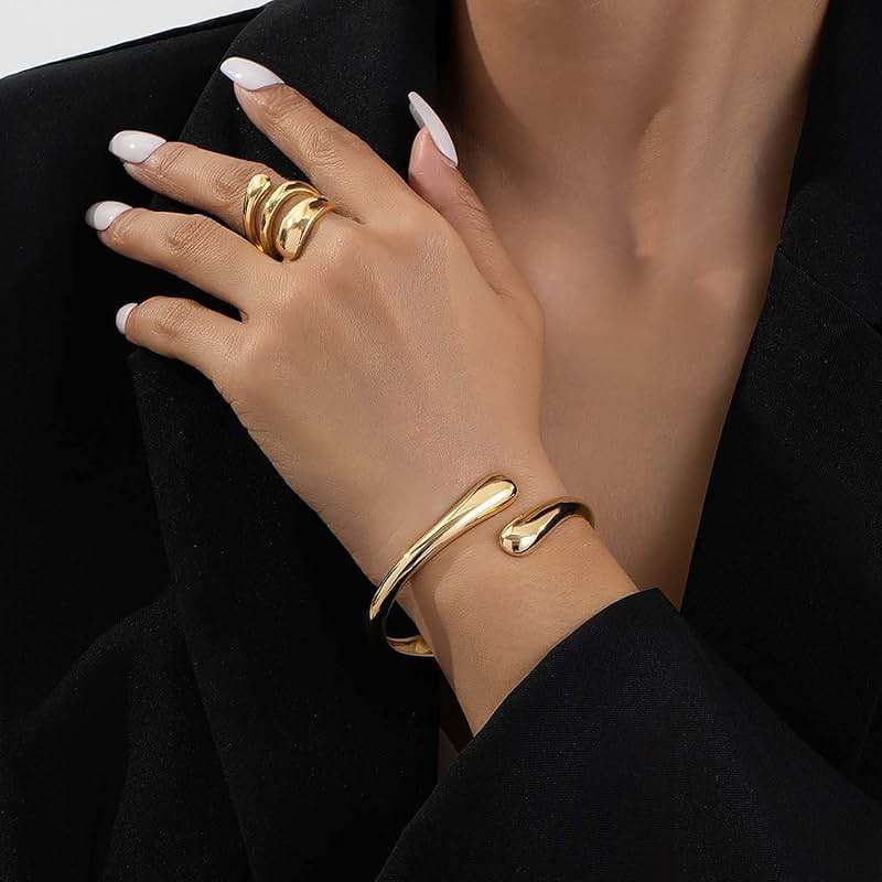 MTINEAPS Gold Bangle Bracelets for Women Teens Trendy Chunky Adjustable Twist Cuff Bracelet Jewelry Gifts - Image 4