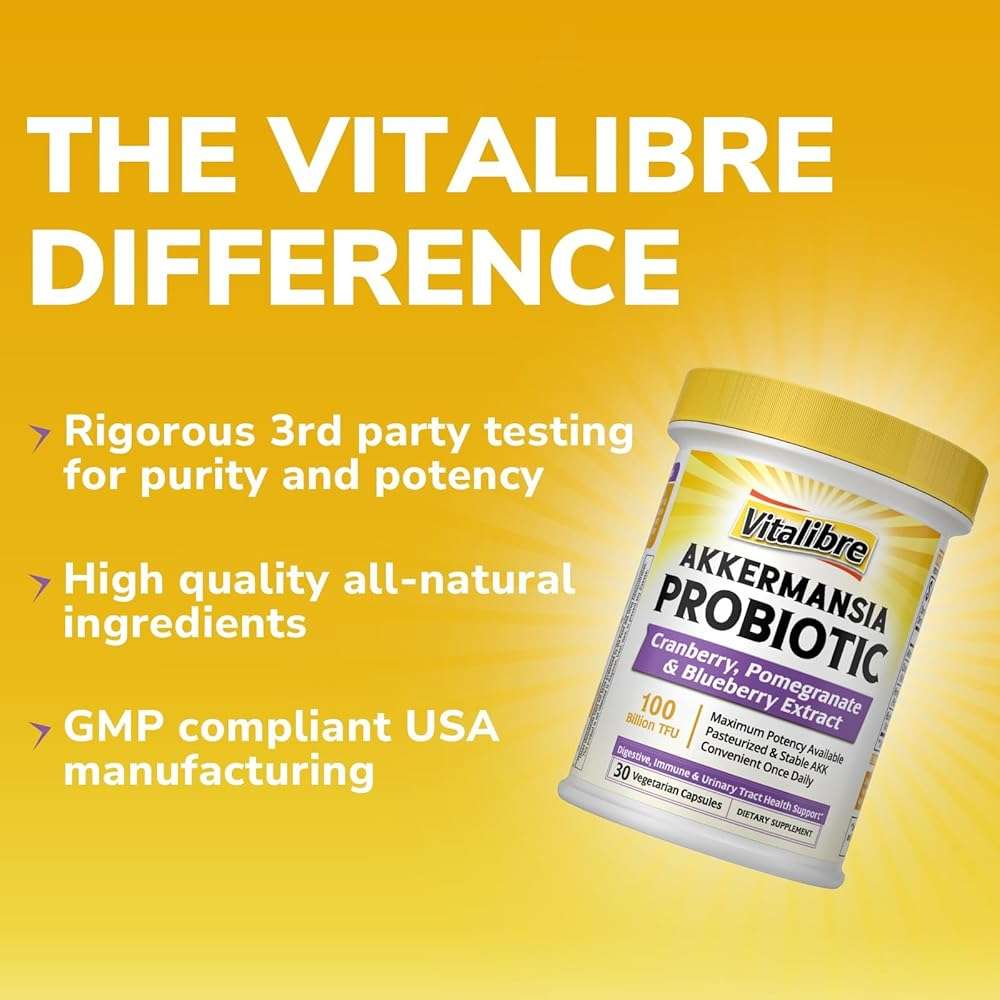 Vitalibre Akkermansia Probiotics 100 Billion TFU, Pasteurized Akkermansia Muciniphila, w/Cranberry, Blueberry & Pomegranate, Digestive & Immune Health, Leaky Gut, GLP-1 Supplement, 30 Vegan Capsules - Image 8