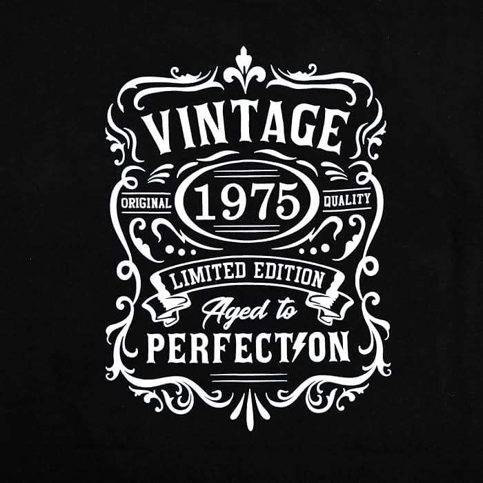 PNORATM 40th 50th 51th Birthday Shirts for Men：Vintage 1975 1976 1986 Shirt Aged to Perfection Graphic Tee Birthday Gift for Him - Image 3