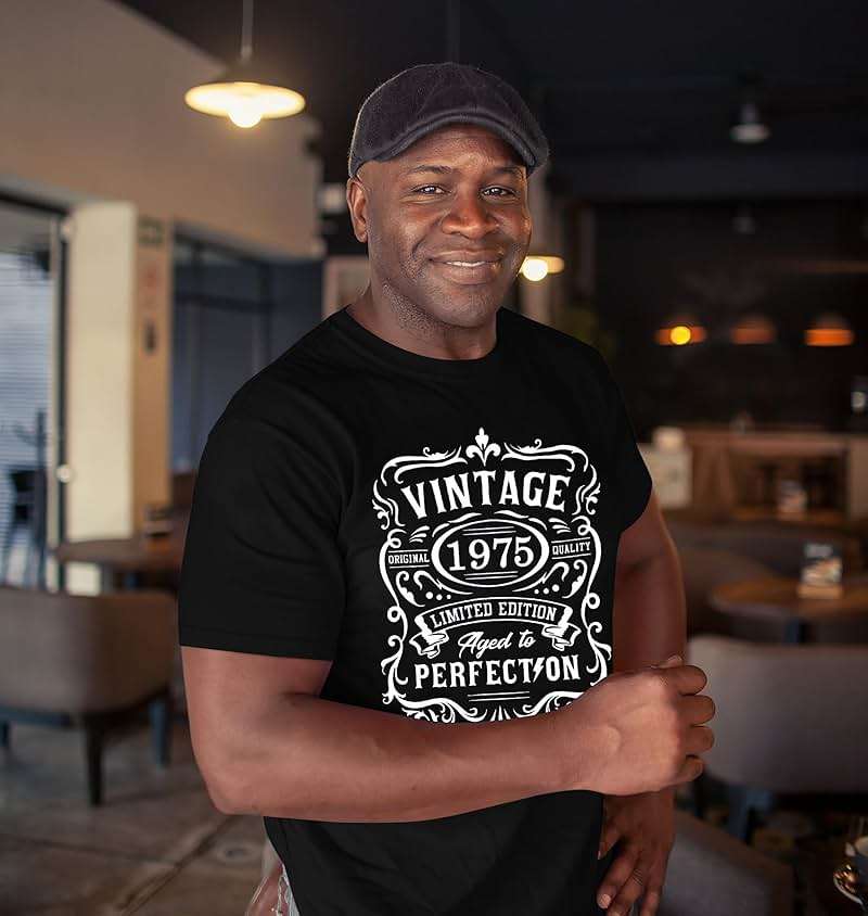 PNORATM 40th 50th 51th Birthday Shirts for Men：Vintage 1975 1976 1986 Shirt Aged to Perfection Graphic Tee Birthday Gift for Him - Image 5