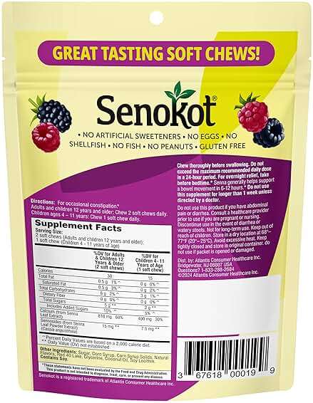 Senokot Laxative Soft Chews, 42 Chews, Overnight Constipation Relief, Senna Laxative Extract, Mixed Berry - Image 2