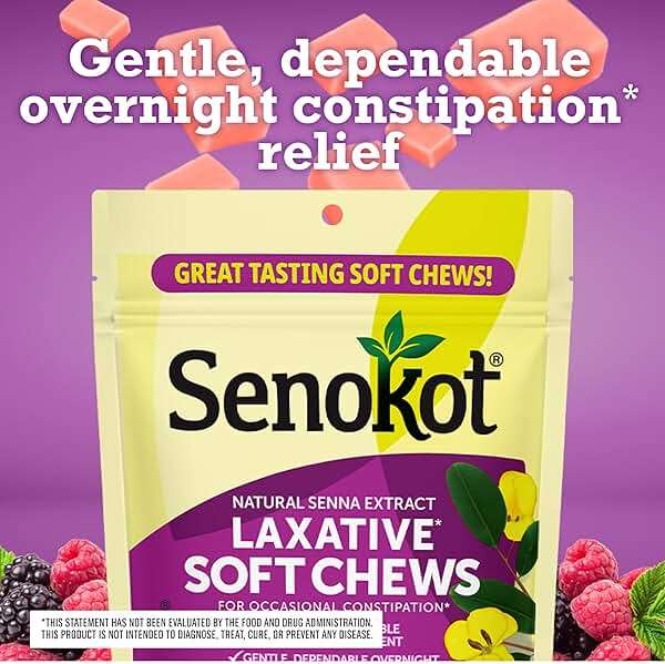 Senokot Laxative Soft Chews, 42 Chews, Overnight Constipation Relief, Senna Laxative Extract, Mixed Berry - Image 6