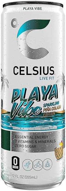 CELSIUS PLAYA VIBE Sparkling Pina Colada, Sugar Free Energy Drink, 12 Fl Oz (Pack of 12) - Image 5