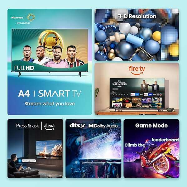 Hisense 40-Inch Class A4 Series FHD 1080p Smart Fire TV (40A4NF, 2025 Model) - DTS Virtual: X, Slim Bezel Design, Alexa Built in, Streaming TV, Black - Image 4