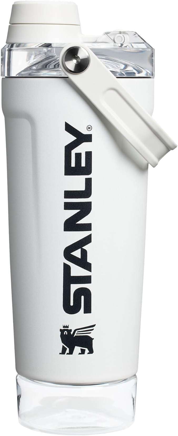 STANLEY Vitalize Shaker Bottle 20 oz | Leakproof Insulated Stainless Steel Shaker Cup | Base Storage and Twist On Fast Flow Lid | Protein Shakes and Pre Workout Powder | BPA-Free | Chalk - Image 1