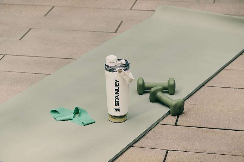 STANLEY Vitalize Shaker Bottle 20 oz | Leakproof Insulated Stainless Steel Shaker Cup | Base Storage and Twist On Fast Flow Lid | Protein Shakes and Pre Workout Powder | BPA-Free | Chalk - Image 2
