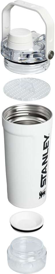 STANLEY Vitalize Shaker Bottle 20 oz | Leakproof Insulated Stainless Steel Shaker Cup | Base Storage and Twist On Fast Flow Lid | Protein Shakes and Pre Workout Powder | BPA-Free | Chalk - Image 3