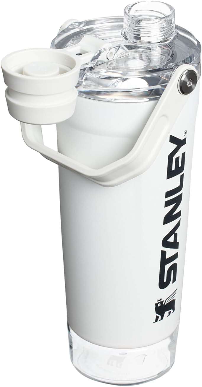 STANLEY Vitalize Shaker Bottle 20 oz | Leakproof Insulated Stainless Steel Shaker Cup | Base Storage and Twist On Fast Flow Lid | Protein Shakes and Pre Workout Powder | BPA-Free | Chalk - Image 4