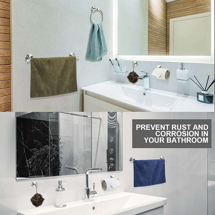 Blulu 30 Pcs Bathroom Hardware Set, 16" Towel Bar, Hook, Ring, Toilet Paper Holder (Brushed Nickel) - Image 5