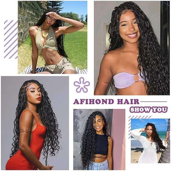 Afihond Human Braiding Hair for Boho Braids 120g Deep Water Wave Bulk Human Hair for Braiding No Weft 12A Wet and Wavy Curly Human Hair Extensions 3 Bundles/Pack Natural Color 18 Inch - Image 6