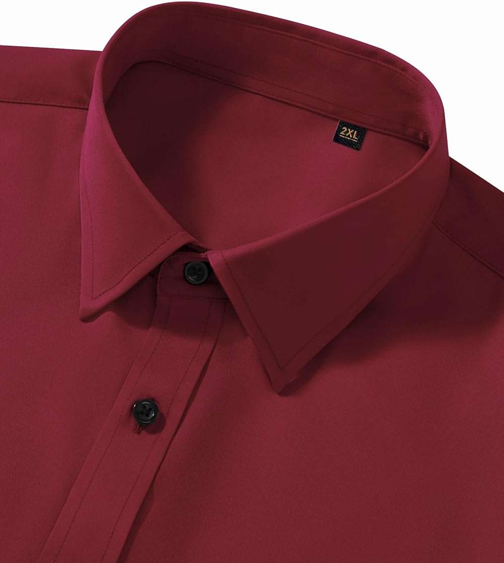 Lusead Men's Dress Shirts Long Sleeve Stretch Wrinkle Free Wedding Formal Business Button Down Shirt - Image 3