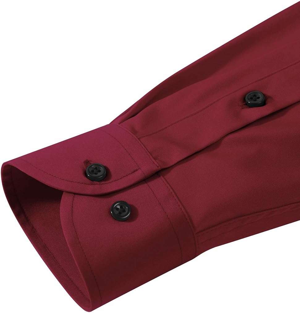 Lusead Men's Dress Shirts Long Sleeve Stretch Wrinkle Free Wedding Formal Business Button Down Shirt - Image 5