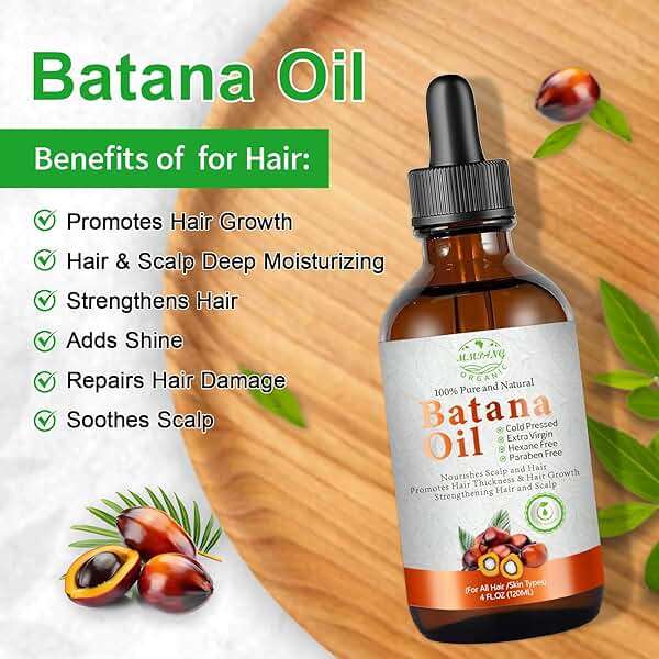 Batana Oil for Hair Growth Organic Raw Batana Hair Oil Natural Cold Pressed Pure Glass Bottle Oils to Thicken Brows, Repair Hair & Scalp, All Hair Types (4 fl oz) by MMPANG - Image 2