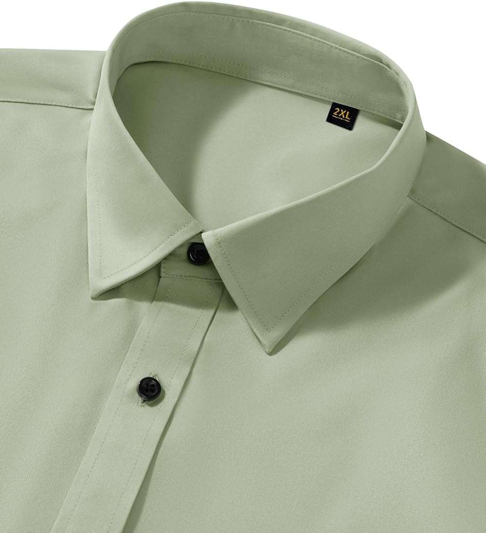 Lusead Men's Dress Shirts Long Sleeve Stretch Wrinkle Free Wedding Formal Business Button Down Shirt - Image 3