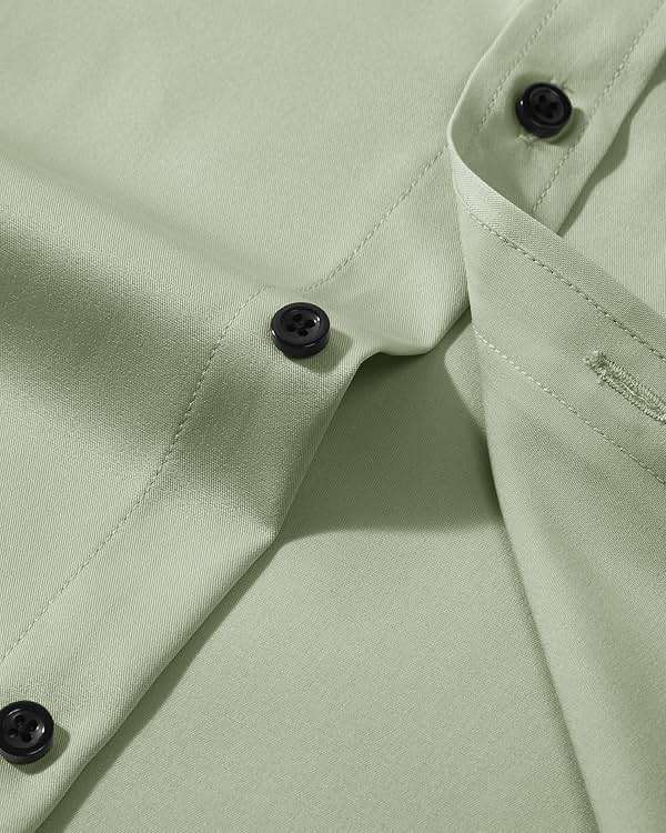Lusead Men's Dress Shirts Long Sleeve Stretch Wrinkle Free Wedding Formal Business Button Down Shirt - Image 4