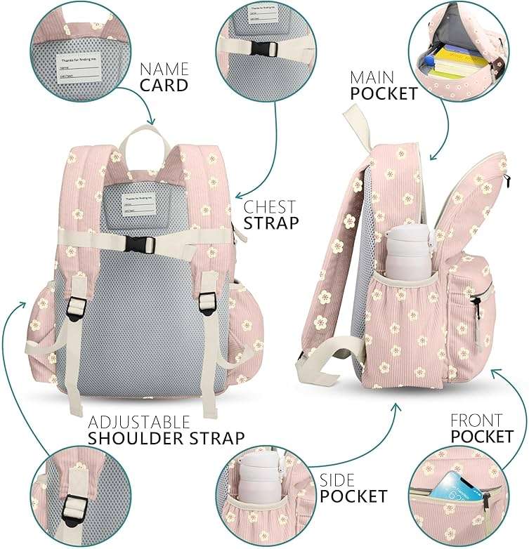 Corduroy Kids Backpack for Boys 6-10: Boys Girls Backpacks for Elementary Kindergarten 15” H Fit Folder - Image 5
