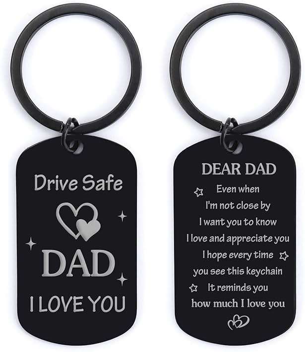 Fodfgxf Fathers Day Gift for Dad from Daughter Son, Dad Birthday Gift Drive Safe Keychain for Him Father Papa Gifts Dad Gift from Daughter Son Fathers Day Gift for Husband from Wife - Image 1