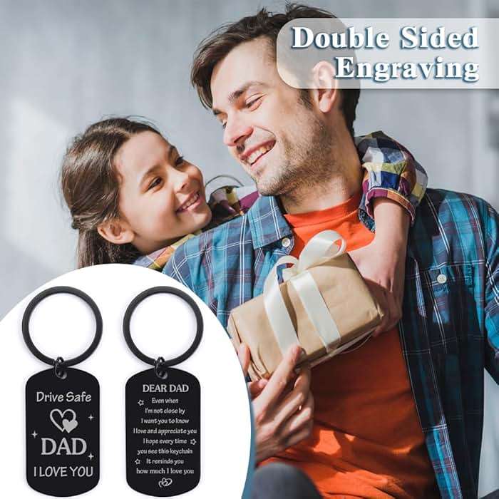 Fodfgxf Fathers Day Gift for Dad from Daughter Son, Dad Birthday Gift Drive Safe Keychain for Him Father Papa Gifts Dad Gift from Daughter Son Fathers Day Gift for Husband from Wife - Image 2