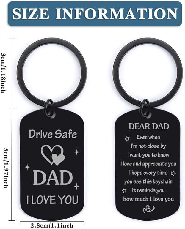Fodfgxf Fathers Day Gift for Dad from Daughter Son, Dad Birthday Gift Drive Safe Keychain for Him Father Papa Gifts Dad Gift from Daughter Son Fathers Day Gift for Husband from Wife - Image 3