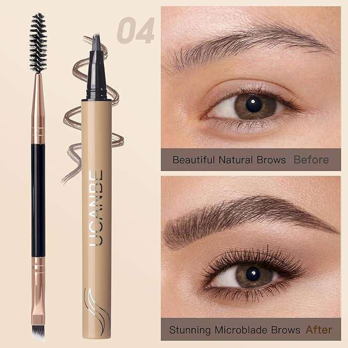 UCANBE Brow-Fection Angled Brush Eyebrow Pen, Liquid Microblading Eyebrow Pencils for Women, Wild Natural Brow Pen for Realistic Hair-Like Brows, Easy to Color, Waterproof, Lasts All Day, Ash Brown - Image 3