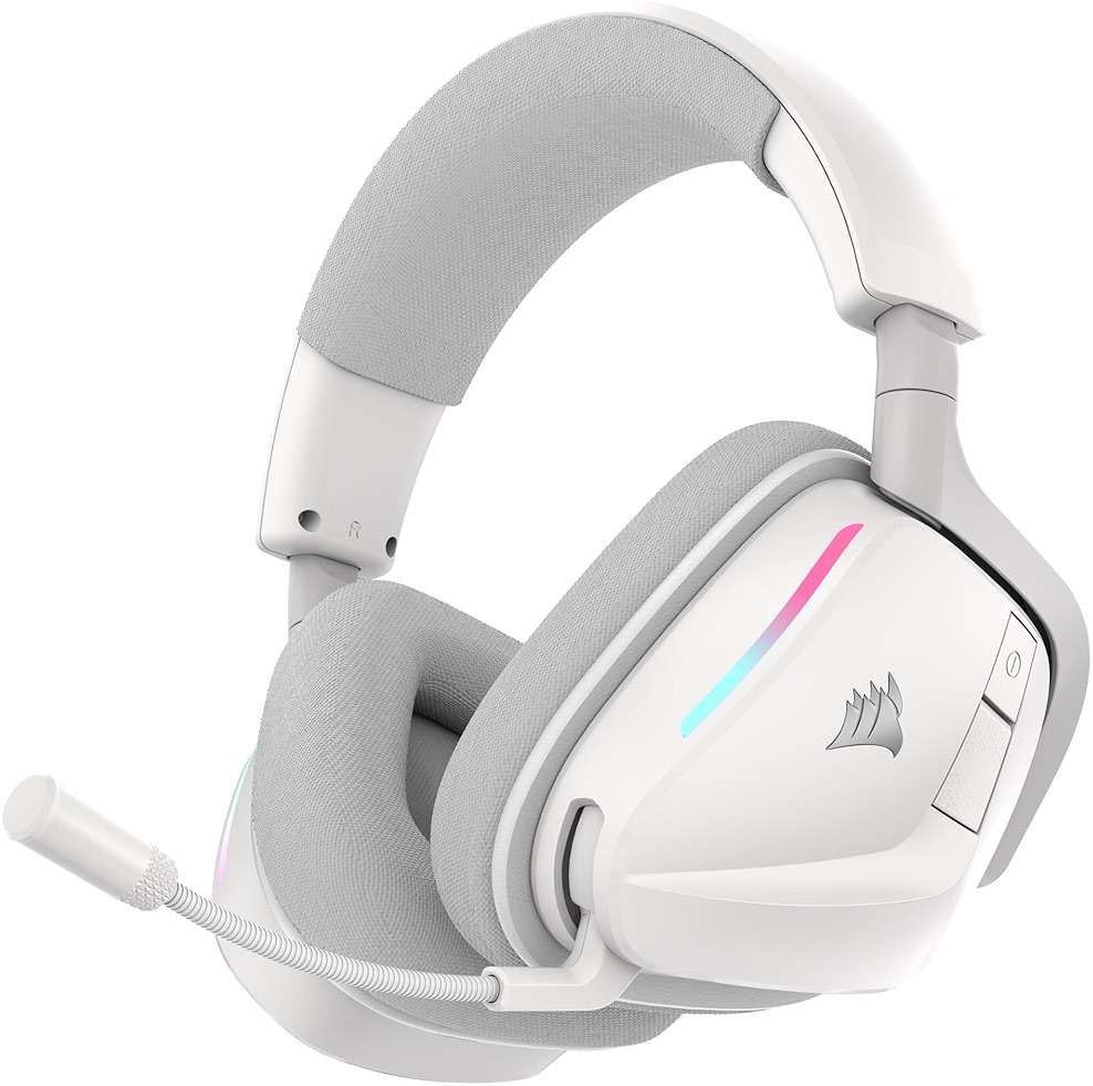 Corsair Void v2 Wireless Gaming Headset with Bluetooth for PC, PS5, PS4, Switch, Mobile – Dolby Atmos, 70 Hr Battery, Dual Wireless, Lightweight, Fast Charging – White | For PC, PS5, PS4, Switch & Mobile ,Dolby Atmos, 70 Hours Battery Life, Double Wireless, Fast Charge - Image 1