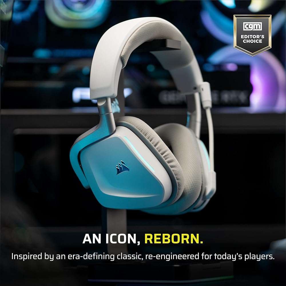 Corsair Void v2 Wireless Gaming Headset with Bluetooth for PC, PS5, PS4, Switch, Mobile – Dolby Atmos, 70 Hr Battery, Dual Wireless, Lightweight, Fast Charging – White | For PC, PS5, PS4, Switch & Mobile ,Dolby Atmos, 70 Hours Battery Life, Double Wireless, Fast Charge - Image 2
