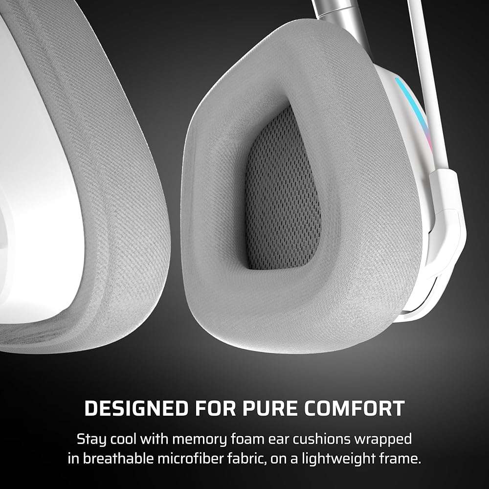 Corsair Void v2 Wireless Gaming Headset with Bluetooth for PC, PS5, PS4, Switch, Mobile – Dolby Atmos, 70 Hr Battery, Dual Wireless, Lightweight, Fast Charging – White | For PC, PS5, PS4, Switch & Mobile ,Dolby Atmos, 70 Hours Battery Life, Double Wireless, Fast Charge - Image 7