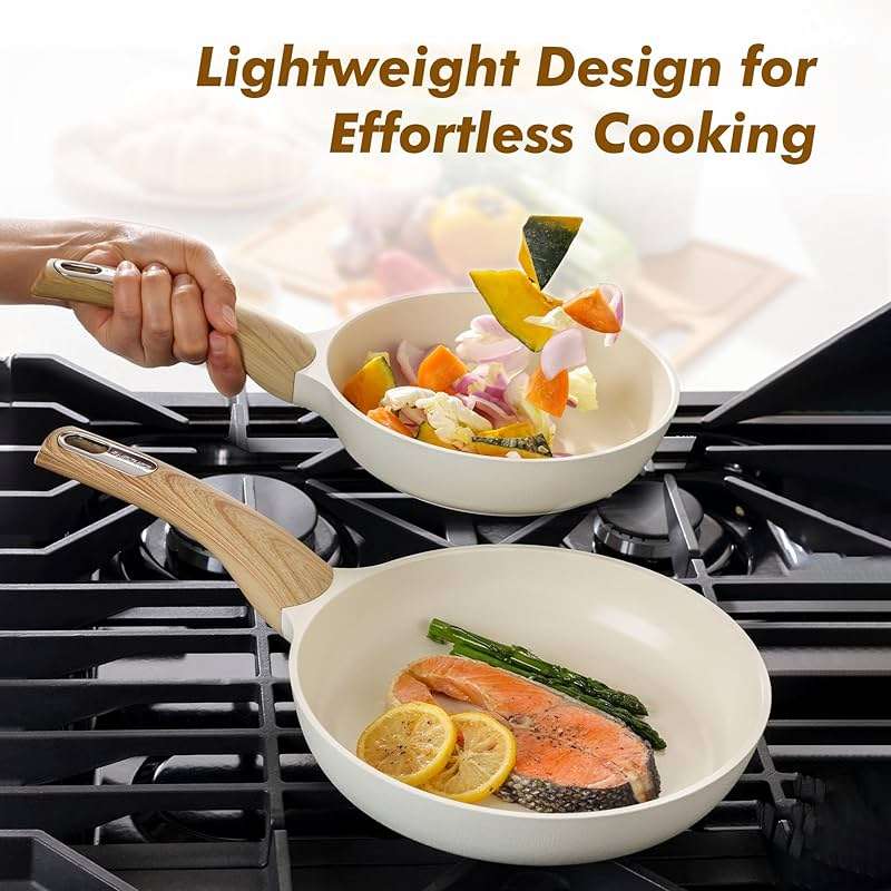 SENSARTE Ceramic Nonstick Frying Pan Small Skillet 8/9.5/11/12.5Inch Non Stick Omelet Pan, Non-toxic Kitchen Cooking Chef's Pan, Free of Intentionally Added PFOA/PFAS/PTFE, Induction Compatible, White - Image 7