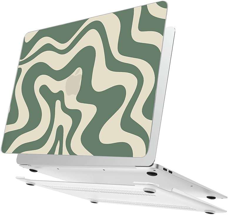 AKIT Compatible with MacBook Air 15 Inch Case 2026 2025-2023 M5 M4 M3 M2 A3448 A3241 A3114 A2941, Unique Pattern Hard Shell Laptop Case+Keyboard Cover+Screen Protector for Mac Air 15 Inch, Green Wave - Image 4