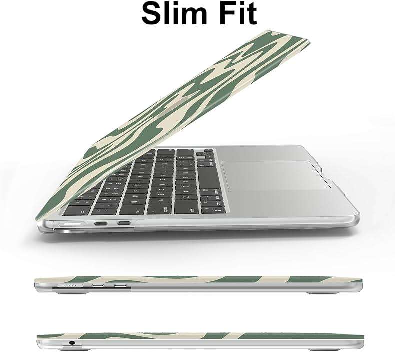 AKIT Compatible with MacBook Air 15 Inch Case 2026 2025-2023 M5 M4 M3 M2 A3448 A3241 A3114 A2941, Unique Pattern Hard Shell Laptop Case+Keyboard Cover+Screen Protector for Mac Air 15 Inch, Green Wave - Image 6