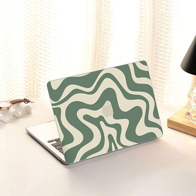 AKIT Compatible with MacBook Air 15 Inch Case 2026 2025-2023 M5 M4 M3 M2 A3448 A3241 A3114 A2941, Unique Pattern Hard Shell Laptop Case+Keyboard Cover+Screen Protector for Mac Air 15 Inch, Green Wave - Image 7