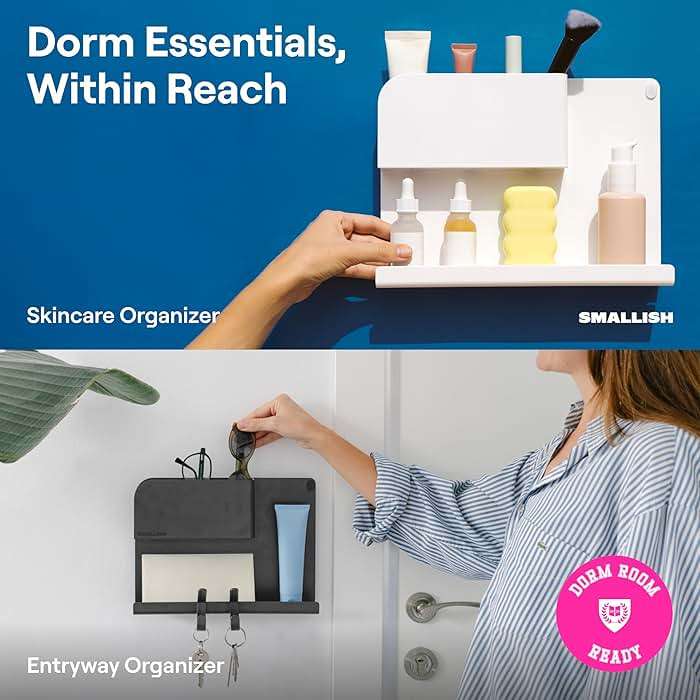 WallShelfie Bedside Wall Organizer & Dorm Decor - Dorm Room Essential, Floating Bedside Shelf Wall Mount Organizer, Remote Control Holder, Cool Teen Girls Trendy Stuff, Room Organization (White) - Image 4