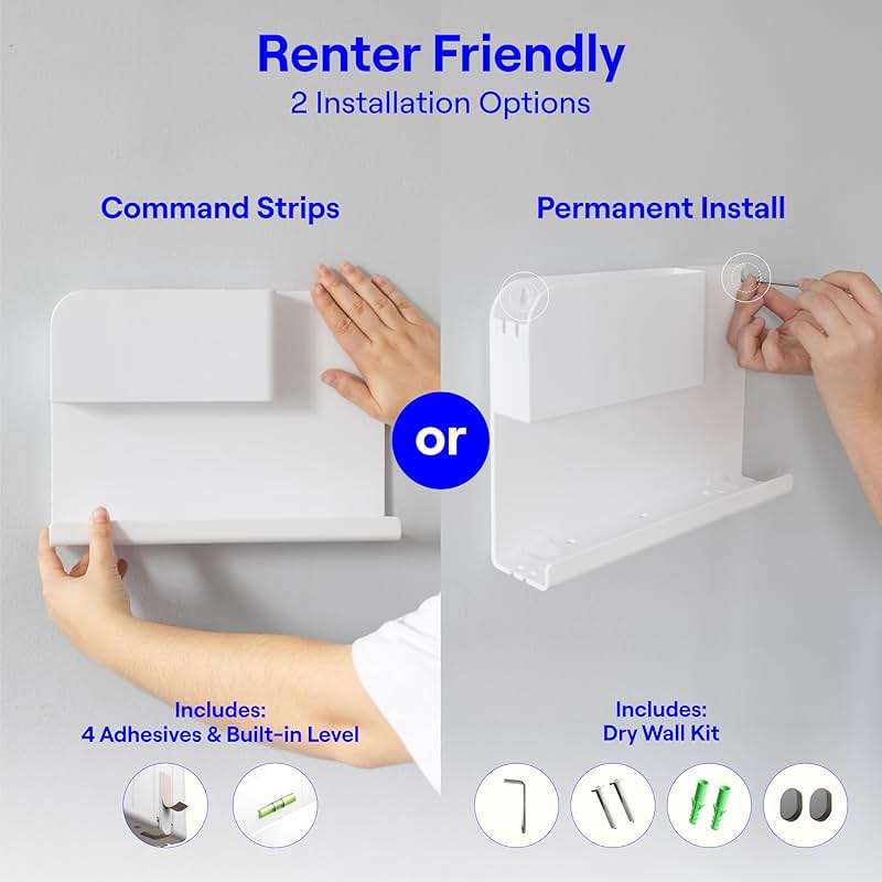 WallShelfie Bedside Wall Organizer & Dorm Decor - Dorm Room Essential, Floating Bedside Shelf Wall Mount Organizer, Remote Control Holder, Cool Teen Girls Trendy Stuff, Room Organization (White) - Image 5