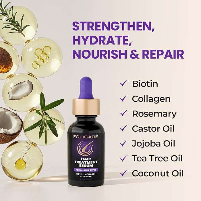 Hair Growth Serum & Thickening Serum With Biotin & Rosemary Oil, Multi-Benefit Treatment for Thinning Hair, Boosts Density, Strengthen, Hydrate, Nourish and Repair Dry Scalp for Men & Women, 1 Pack - Image 4