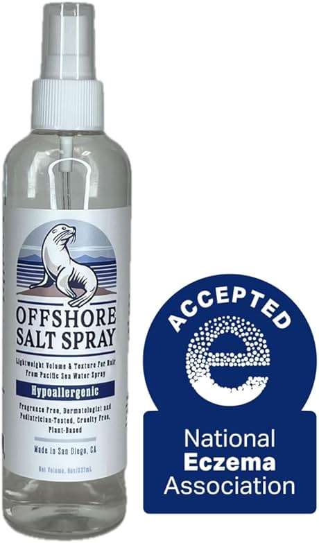 Offshore Salt Spray: Sea Salt Hair Mist for Sensitive Scalp, Lightweight Algae-Based Styling Spray, Hypoallergenic and Dermatologist-Tested, 8oz NATIONAL ECZEMA ASSOCIATION SEAL OF ACCEPTANCE - Image 2