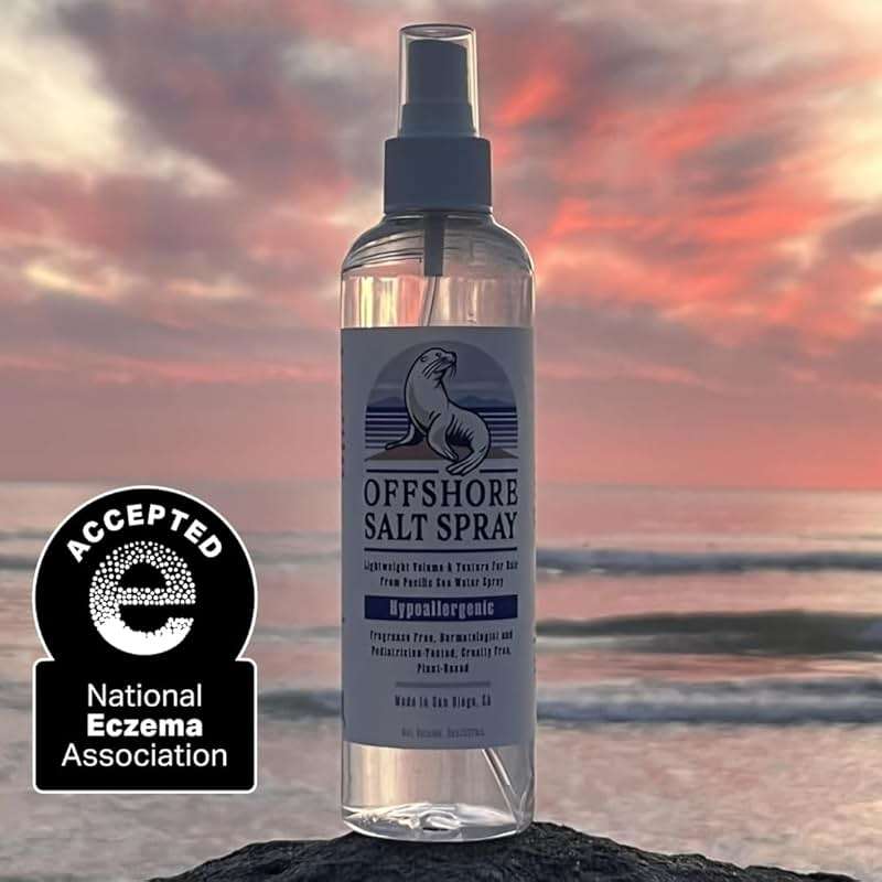 Offshore Salt Spray: Sea Salt Hair Mist for Sensitive Scalp, Lightweight Algae-Based Styling Spray, Hypoallergenic and Dermatologist-Tested, 8oz NATIONAL ECZEMA ASSOCIATION SEAL OF ACCEPTANCE - Image 4
