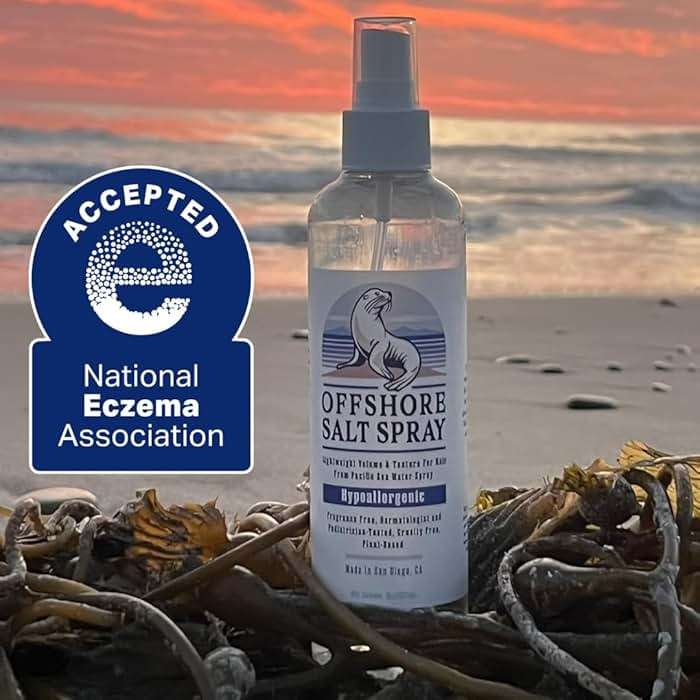 Offshore Salt Spray: Sea Salt Hair Mist for Sensitive Scalp, Lightweight Algae-Based Styling Spray, Hypoallergenic and Dermatologist-Tested, 8oz NATIONAL ECZEMA ASSOCIATION SEAL OF ACCEPTANCE - Image 5