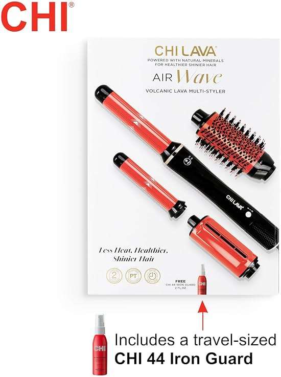 CHI Lava AirWave & CHI 44 Iron Guard (2 Oz) Gift Duo, Volumizes, Curls & Dries Hair for Frizz-Free Results, Low Heat for Less Damage, Black & Red - Image 5