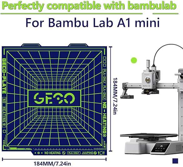 JUUPINE 2025 New Upgraded GECO Plate for Bambu Lab A1 Mini 3D Printer,PLA Cold Plate (No Heating) 184X184mm Magnetic Spring Steel 0℃ Printing Hot Bed No Glue Required. - Image 5