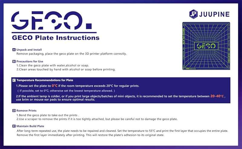 JUUPINE 2025 New Upgraded GECO Plate for Bambu Lab A1 Mini 3D Printer,PLA Cold Plate (No Heating) 184X184mm Magnetic Spring Steel 0℃ Printing Hot Bed No Glue Required. - Image 7