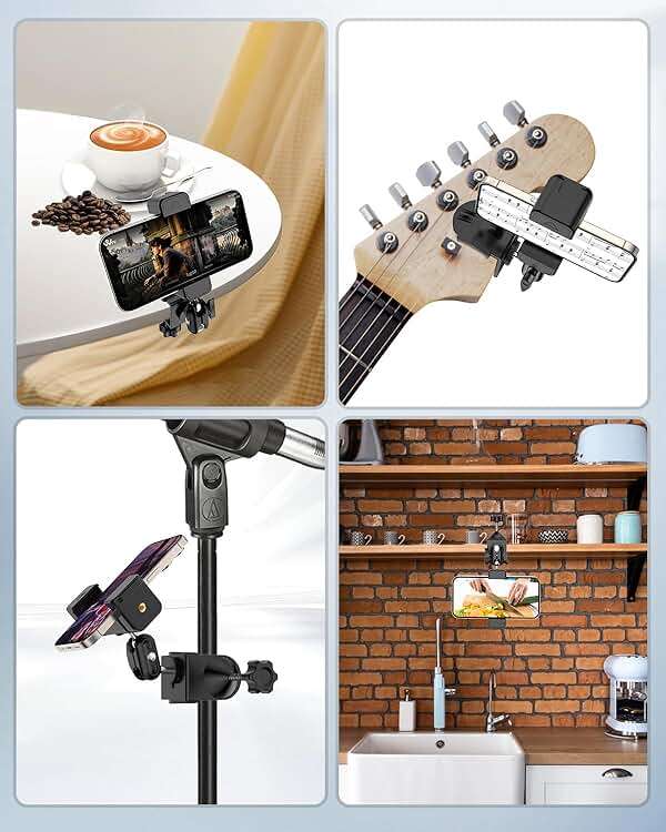 Guitar Head Phone Holder Mount, for Viewing Sheet Music and Recording Videos, 360° Rotating Guitar Accessories and Stuff, for 4.7-6.5" Smartphones, Gifts for Men Guitar Players, Fits Guitar/Bass - Image 6