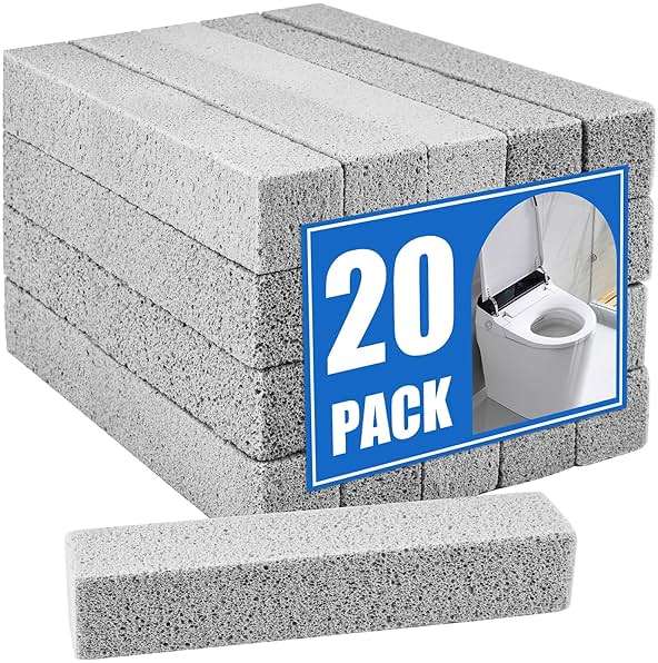 KKEETUR 20 Pack Pumice Stone Toilet Bowl Cleaner, Pumice Stone for Cleaning Stick Hard Water Rings, Calcium Buildup & Stains, Safe for Bathroom, Sink, Tub, Grill, Oven, Pool Tile (Small Size) - Image 1