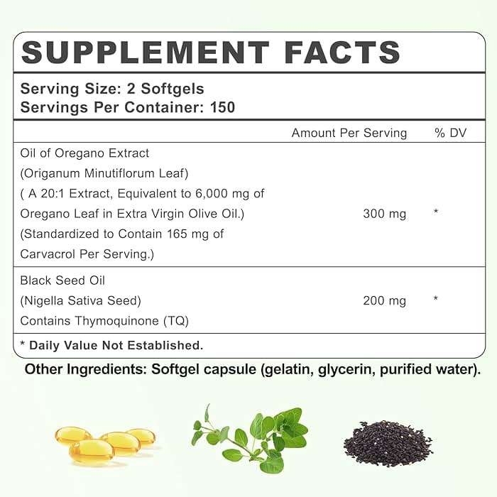 vivcmin Oregano Oil, 300 Softgels, 150 Days Supply - 6000mg Oil of Oregano with Black Seed Oil for Immune & Digestive Support, aceite de Oregano with High Carvacrol & Thymoquinone, Non-GMO - Image 7